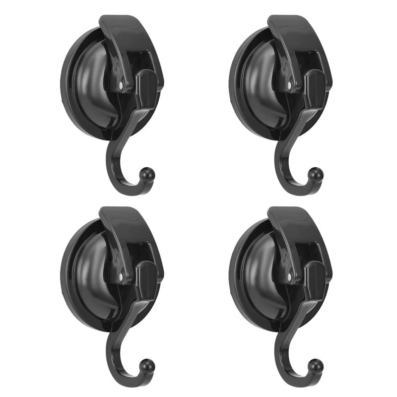 Khdrvok Wreath Cup Hook  Easy to Install and Remove  No Hole Punched Black- Plated Plished Super Suction Hanger for Kitchen Bathroom and Restroom 4Pack - Image 1